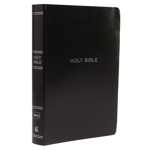 NKJV, Reference Bible, Center-Column Giant Print, Leather-Look, Black, Indexed, Red Letter Edition, Comfort Print