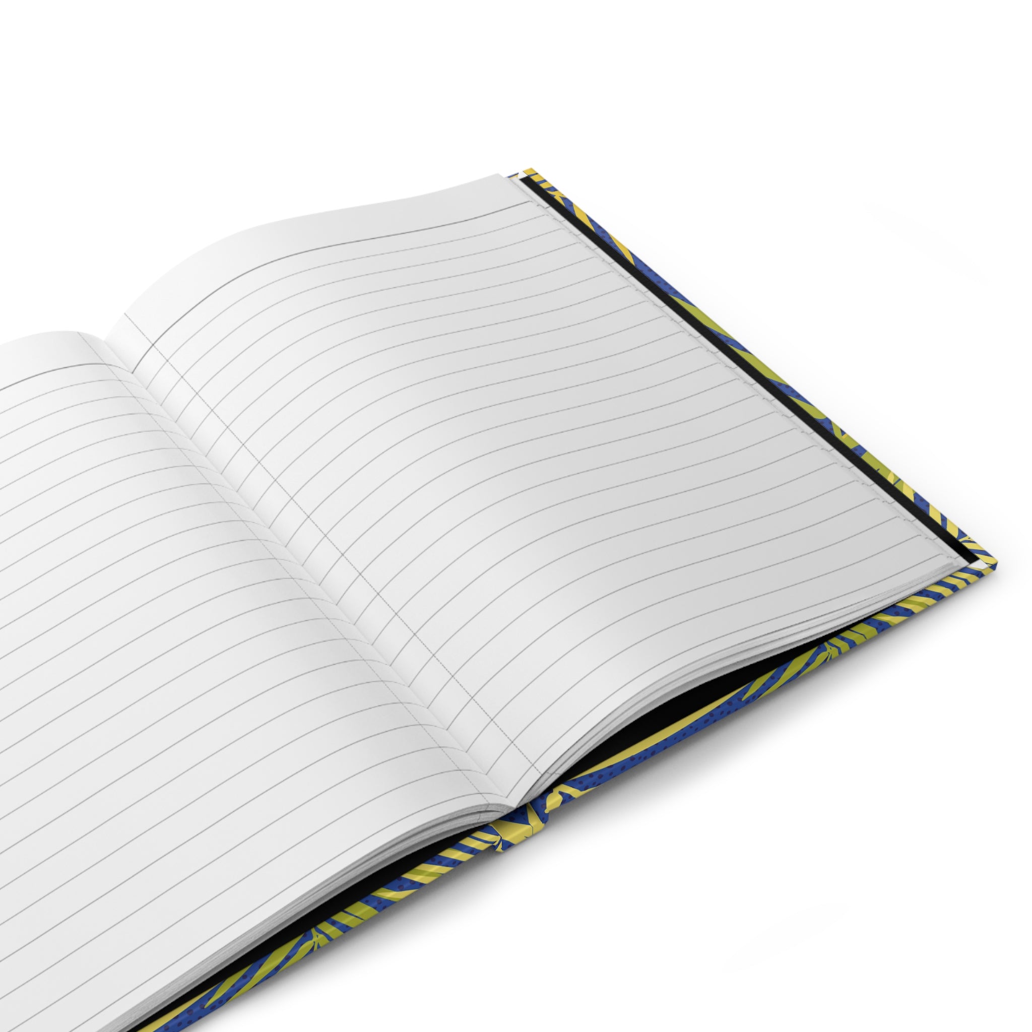 Tropical Palm Hardcover Journal — Yellow & Blue Botanical Notebook for Travel, Notes & Gifts