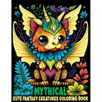 Cute Fantasy Mythical Creatures: Coloring Book Featuring Adorable Animals with Magical Creatures and Imaginary Worlds - Paperback