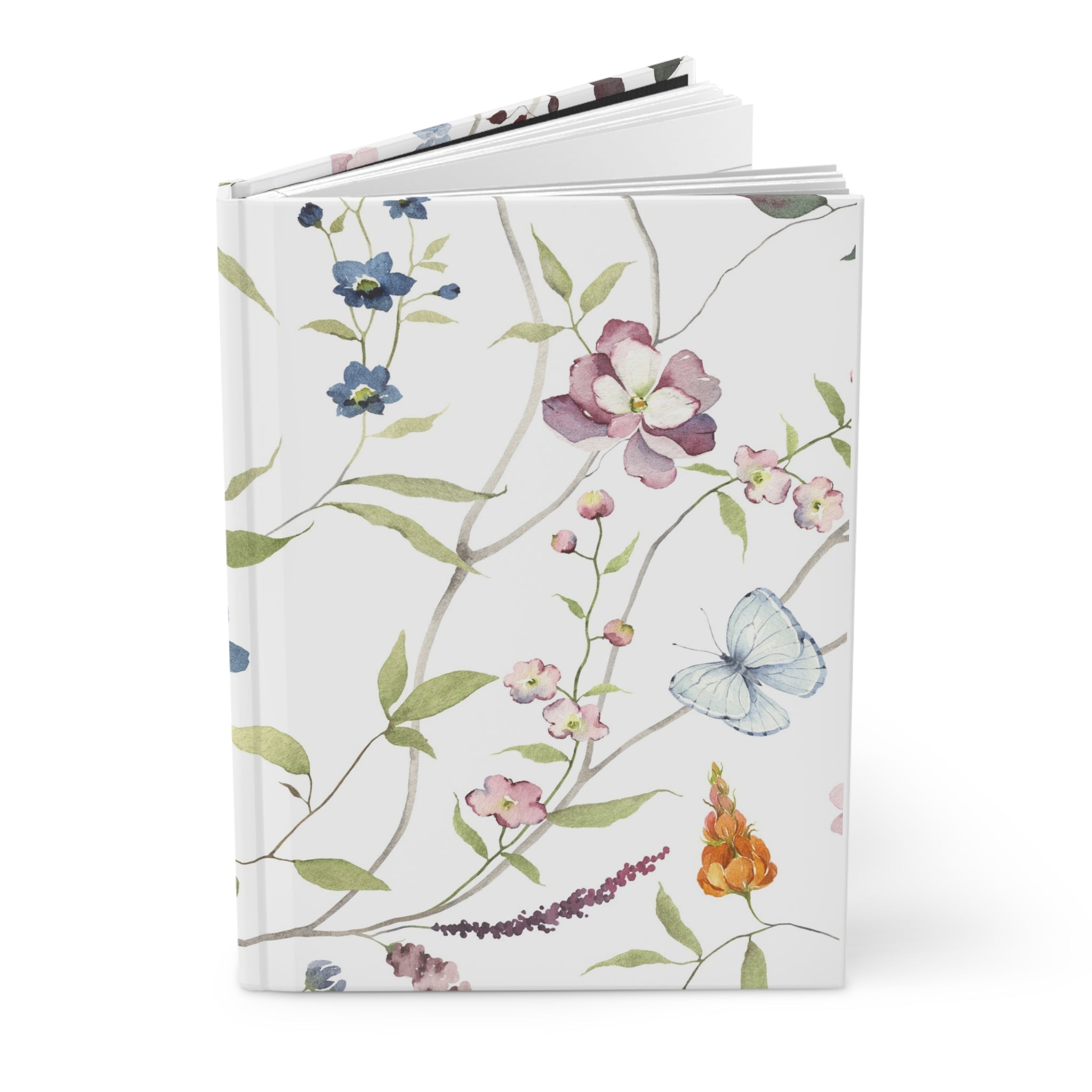 Botanical Bird Hardcover Journal — Floral Watercolor Notebook for Nature Lovers