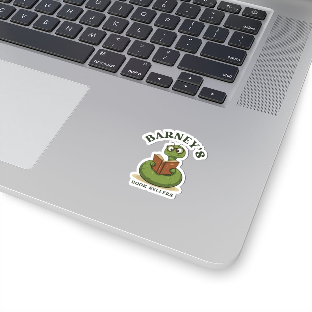 Barney’s Book Sellers Sticker — Cute Reading Worm Logo Kiss-Cut Sticker