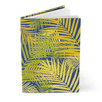 Tropical Palm Hardcover Journal — Yellow & Blue Botanical Notebook for Travel, Notes & Gifts