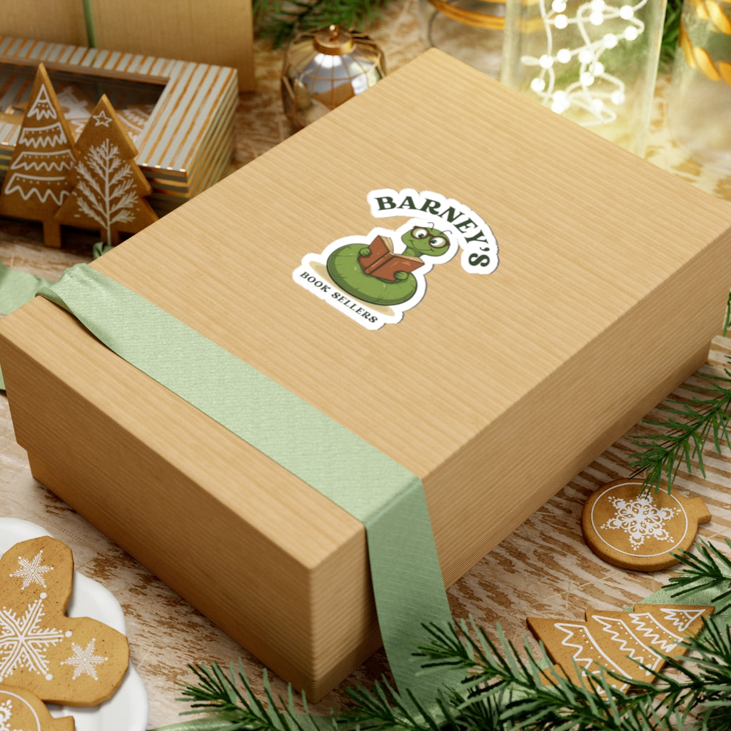 Barney’s Book Sellers Sticker — Cute Reading Worm Logo Kiss-Cut Sticker