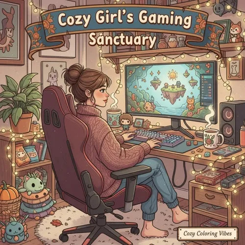 Cozy Girl's Gaming Sanctuary: A Cute Cozy Gaming Coloring Book Fun Easy Bold Line Designs of Gamer Girl Aesthetic, Cozy Setups, Controllers, Headsets