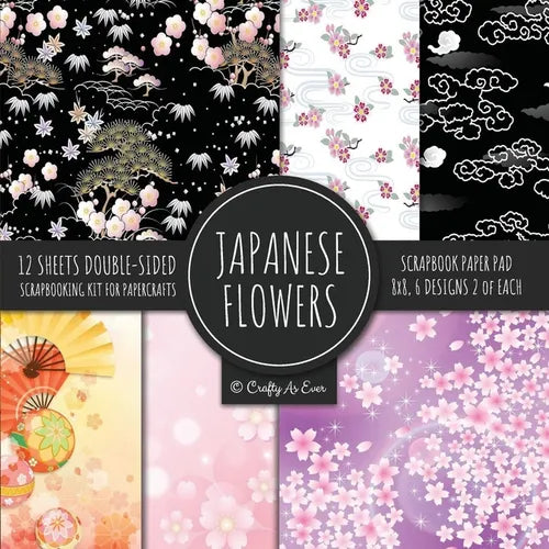 Japanese Flowers Scrapbook Paper Pad 8x8 Scrapbooking Kit for Papercrafts, Cardmaking, Printmaking, DIY Crafts, Floral Themed, Designs, Borders, Backg