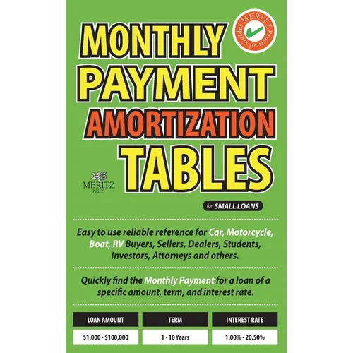 Monthly Payment Amortization Tables for Small Loans: Simple and easy to use reference for car and home buyers and sellers, students, investors, car de