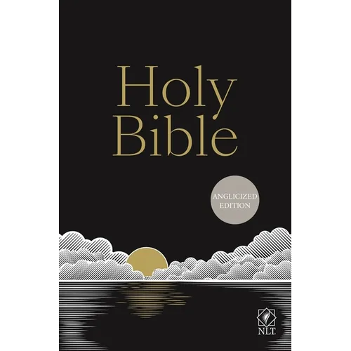 NLT Holy Bible, Black Hardback, Gold and Silver Foiled Sunset Illustration, British Text, NLT New Living Translation, Hardback, Standard Size