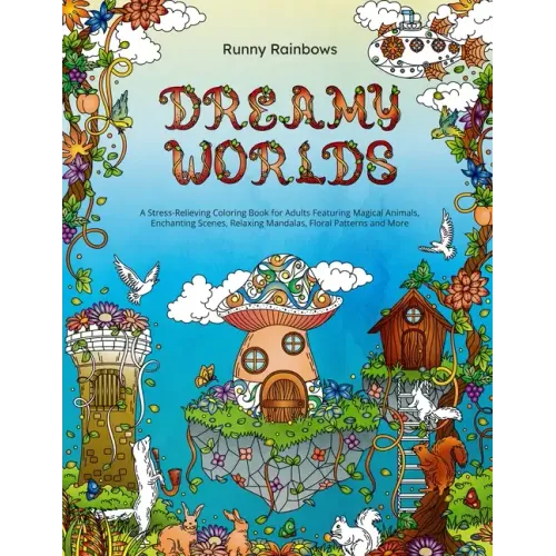 Dreamy Worlds: A Stress-Relieving Coloring Book for Adults Featuring Magical Animals, Enchanting Scenes, Relaxing Mandalas, Floral Patterns and More