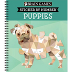 Brain Games - Sticker by Number: Puppies (14 Images to Sticker) - Spiral