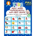 Sight Word Kindergarten and First Grade Colorful Picture Flash Cards English French: Learning to read basic vocabulary card games. Improve reading com