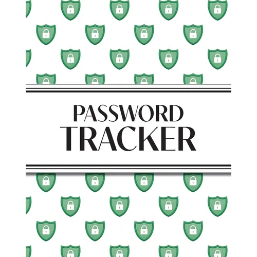XL Large Print Password Tracker (Lock Shield Green): 8"x10" 450+ Alphabetical Password Logbook for Easy Organization; Perfect for Seniors with its 16