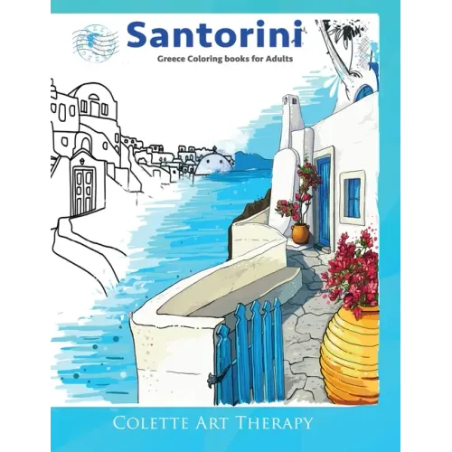 Santorini Greece coloring books for adults.