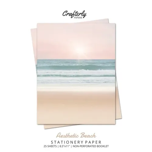 Aesthetic Beach Stationery Paper: Cute Letter Writing Paper for Home, Office, Letterhead Design, 25 Sheets