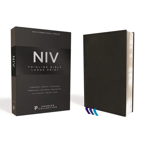 Niv, Thinline Bible, Large Print, Premium Leather, Goatskin, Black, Premier Collection, Comfort Print