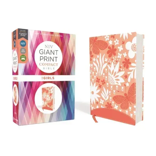 Niv, Giant Print Compact Bible for Girls, Leathersoft, Coral, Red Letter Edition, Comfort Print