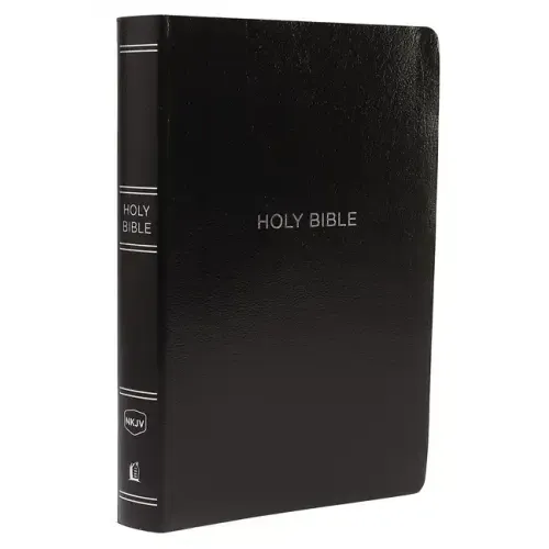 NKJV, Reference Bible, Center-Column Giant Print, Leather-Look, Black, Red Letter Edition, Comfort Print