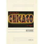 Vintage Lined Notebook Greetings from Chicago at Night