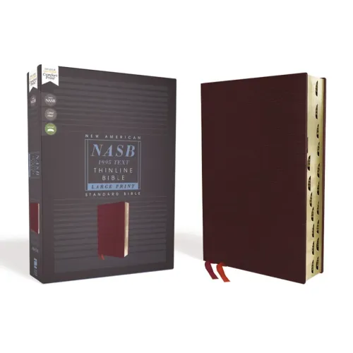Nasb, Thinline Bible, Large Print, Bonded Leather, Burgundy, Red Letter Edition, 1995 Text, Thumb Indexed, Comfort Print