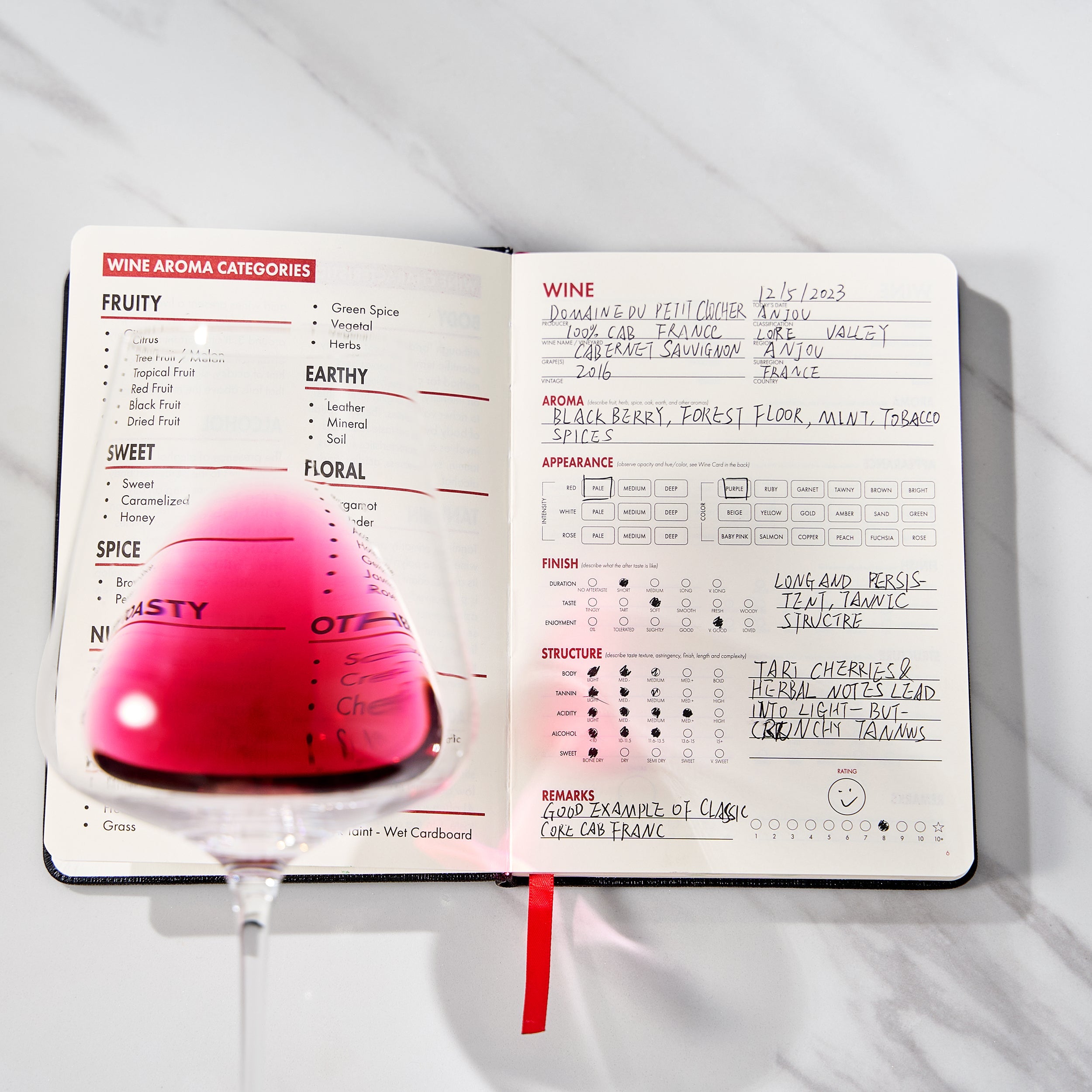 Wine Folly Wine Journal Guided Wine Tasting Notes (5" x 7" B6 Notebook) - Features 4 Step Tasting Method, Wine Color Reference Card, and Page Marker (Black)-2
