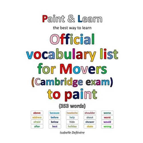 Official vocabulary list for Movers (Cambridge exam) to paint