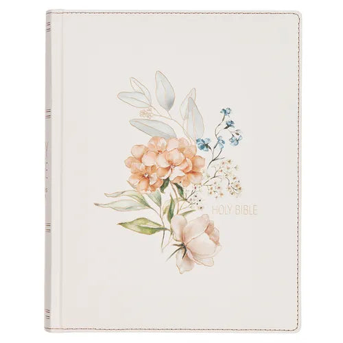 KJV Note-Taking Bible LP Faux Leather Hc White Floral