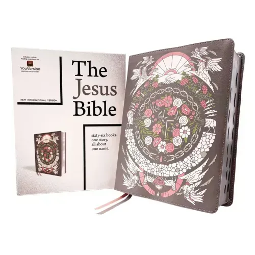 The Jesus Bible Artist Edition, Niv, (with Thumb Tabs to Help Locate the Books of the Bible), Leathersoft, Gray Floral, Thumb Indexed, Comfort Print