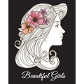 Beautiful Girls: A Hand-Drawn Coloring Book, Adult Coloring Books for Women, Large Print Coloring Books