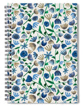 Blue Floral Pattern 2 - Spiral Notebook