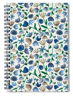 Blue Floral Pattern 2 - Spiral Notebook