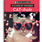 Brain Games - Sticker by Number: Cat-Itude (25 Images to Sticker) - Spiral