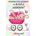 CONGRATULATIONS on the birth of ADDISON! (Coloring Card): (Personalized Card/Gift) Personal Inspirational Messages & Quotes, Adult Coloring
