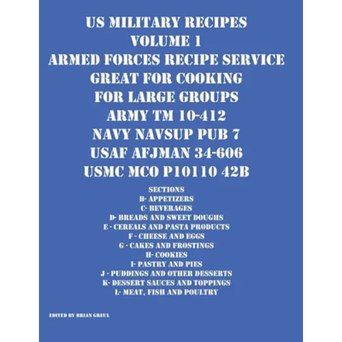 US Military Recipes Volume 1 Armed Forces Recipe Service Great for Cooking for Large Groups