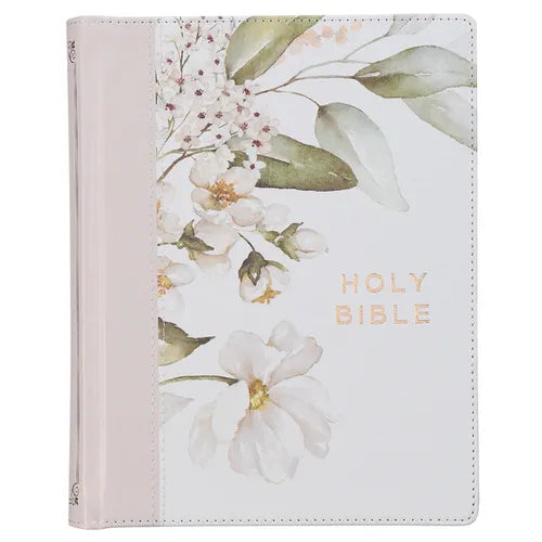 KJV Note-Taking Bible Faux Leather Hc Gray Floral Printed