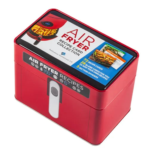 Air Fryer Recipes - Recipe Card Collection Tin (Red) - 72 Recipe Cards with Photos + 28 Blank Recipe Cards to Write Your Own Recipes + 5 Tabbed Sectio
