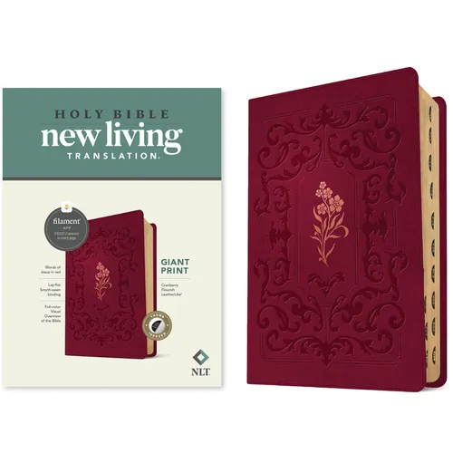 NLT Giant Print Bible, Filament Enabled (Leatherlike, Cranberry Flourish, Indexed, Red Letter)