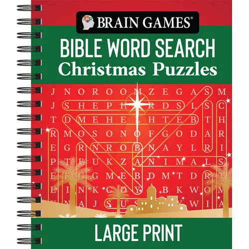 Brain Games - Bible Word Search: Christmas Puzzles - Large Print - Spiral
