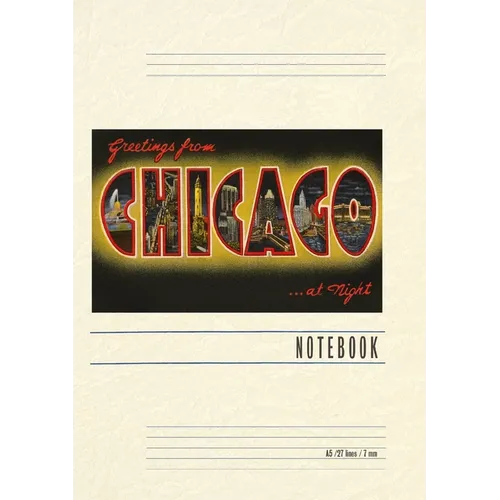 Vintage Lined Notebook Greetings from Chicago at Night
