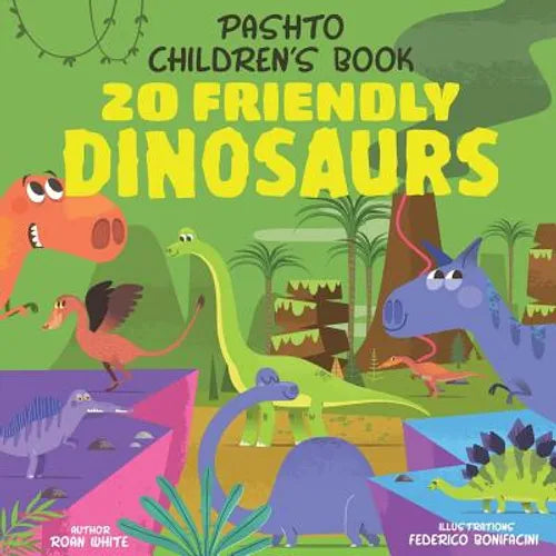 Pashto Children's Book: 20 Friendly Dinosaurs