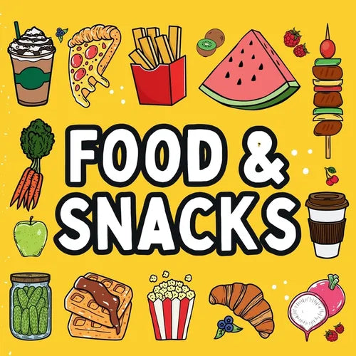 Food and Snacks Coloring Book: Bold and Easy Designs for Both Seniors and Kids