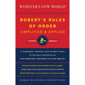 Webster's New World Robert's Rules of Order Simplified and Applied, Third Ed.