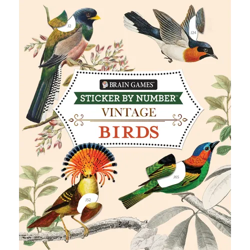 Brain Games - Sticker by Number - Vintage: Birds (28 Images to Sticker)