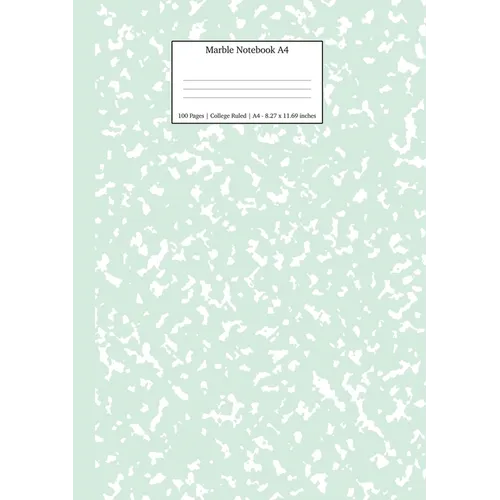 Marble Notebook A4: Mint Green College Ruled Journal